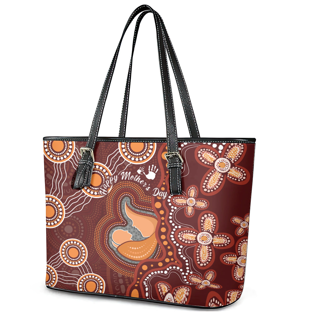 Australia Mother's Day Indigenous Leather Tote Bag Aboriginal Art