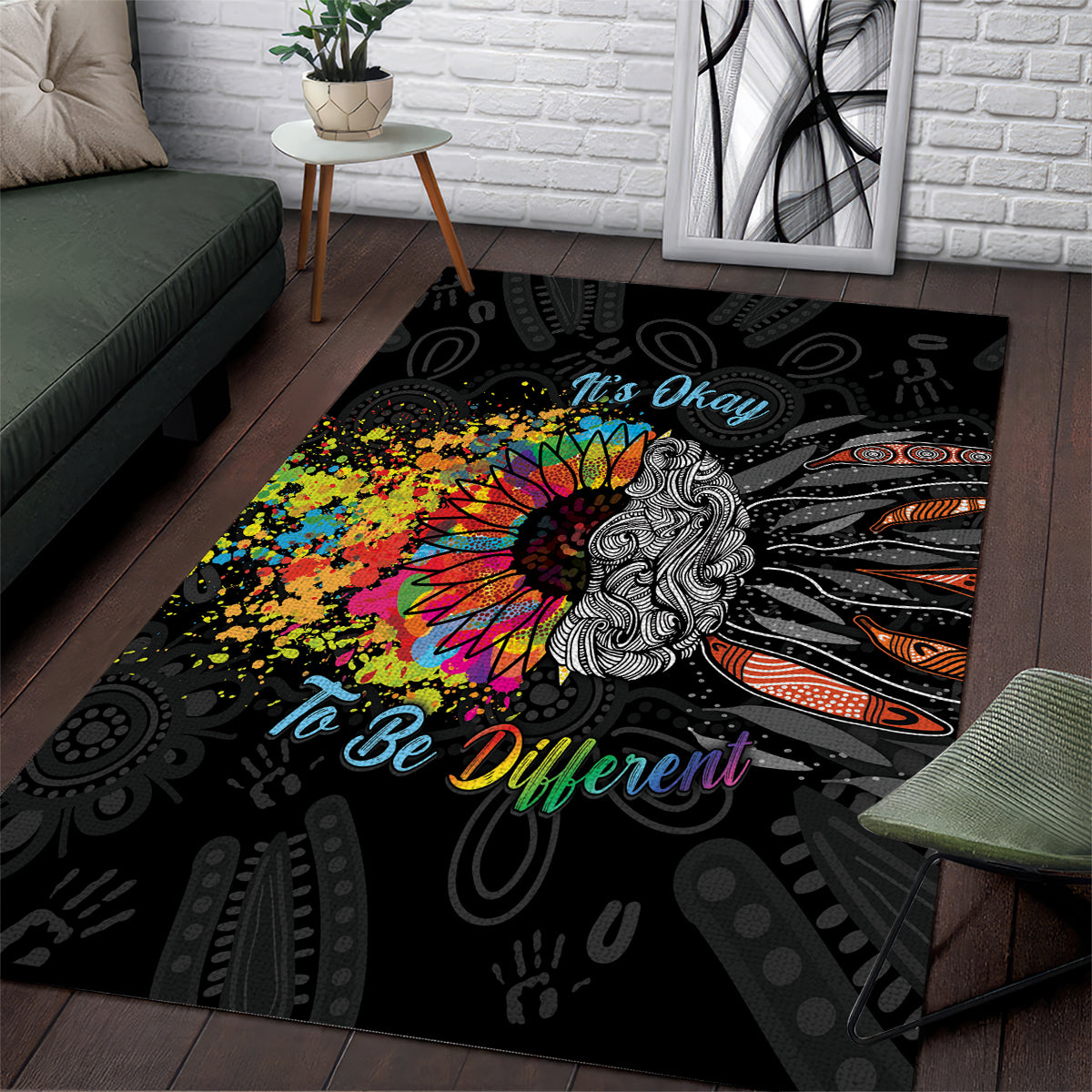 Australia Aboriginal Area Rug Autism It's Okay To Be Different