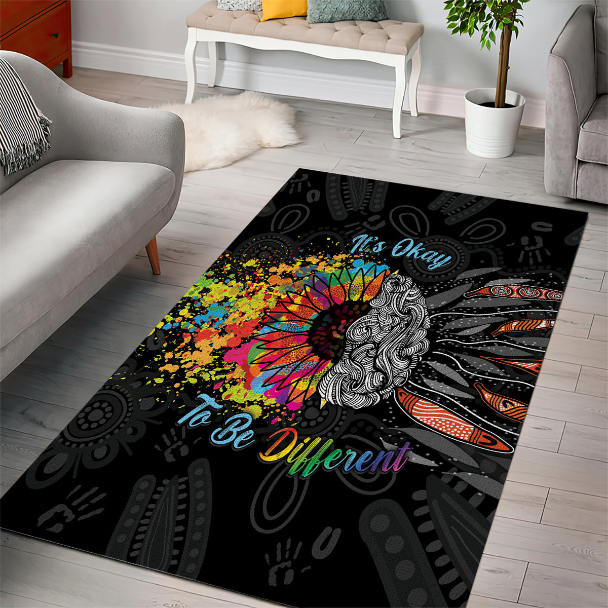 Australia Aboriginal Area Rug Autism It's Okay To Be Different