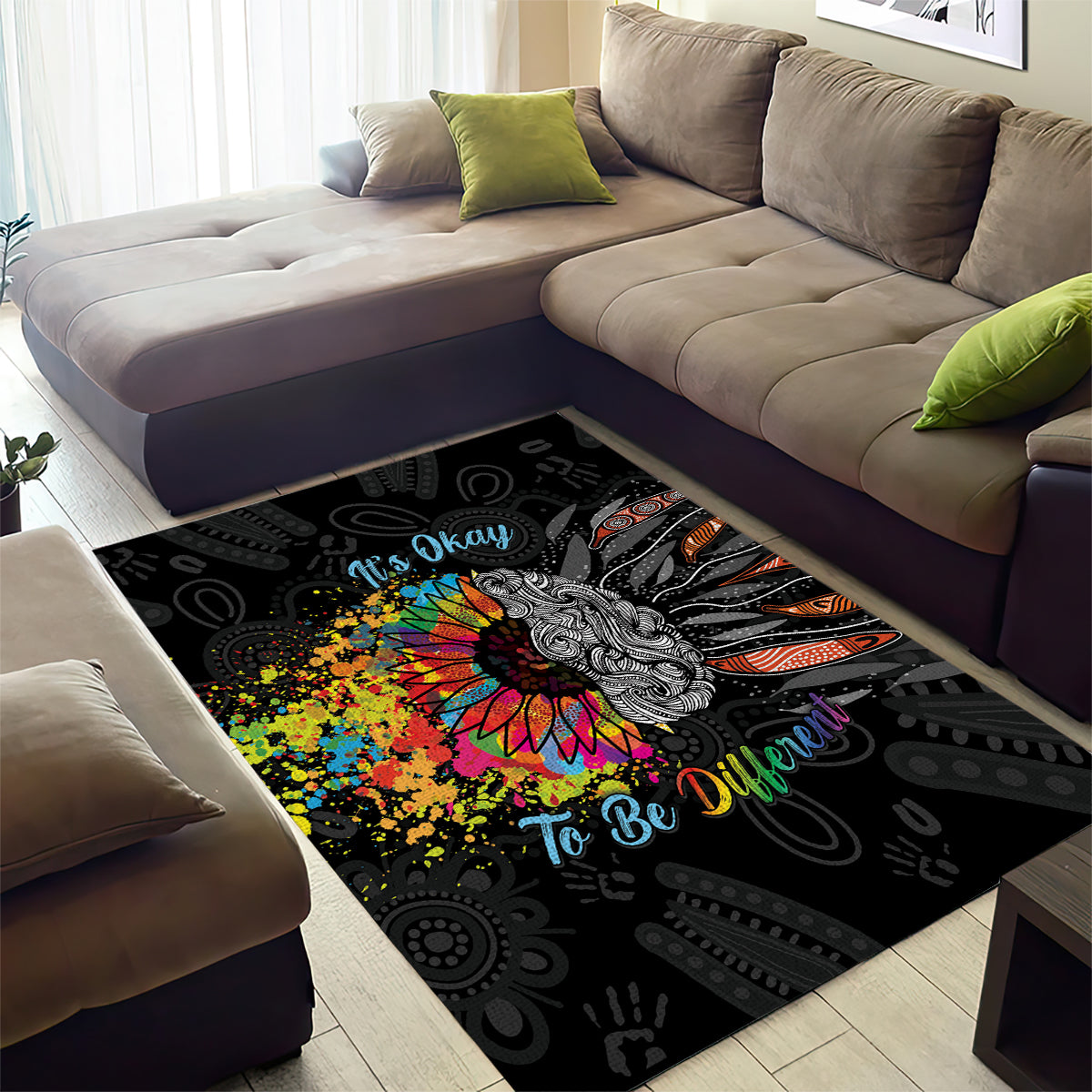 Australia Aboriginal Area Rug Autism It's Okay To Be Different