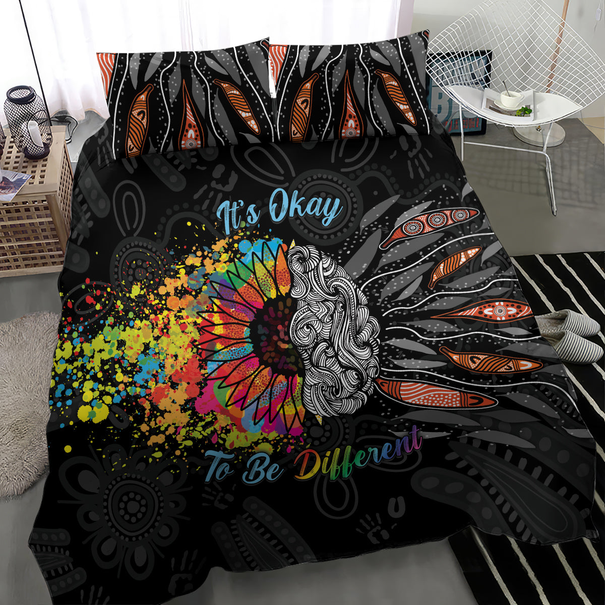 Australia Aboriginal Bedding Set Autism It's Okay To Be Different