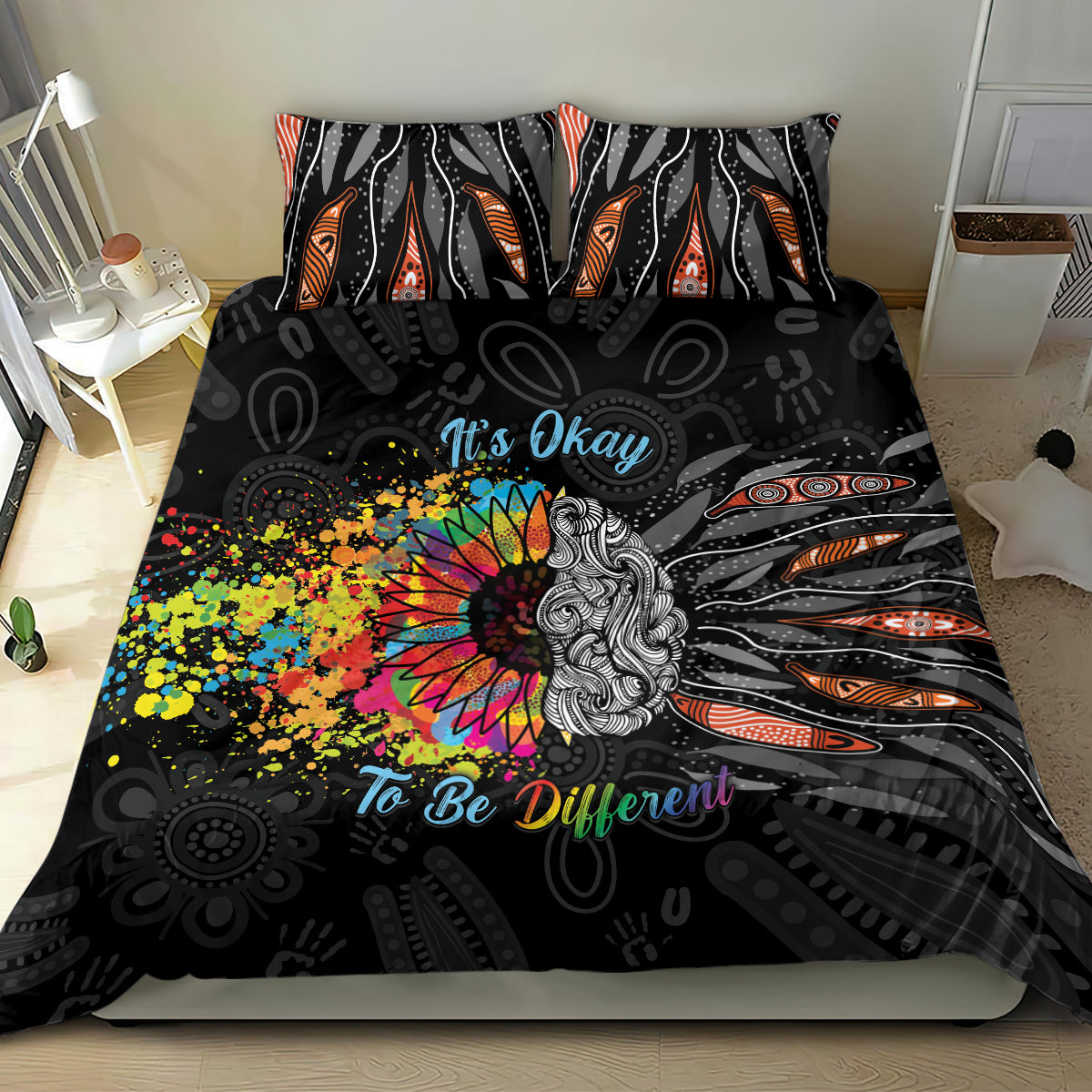 Australia Aboriginal Bedding Set Autism It's Okay To Be Different