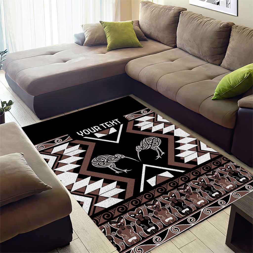 Personalised Taniko Motifs Aotearoa Area Rug Waitangi Kowhaiwhai Kiwi - Mocha