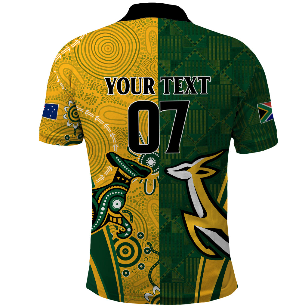 Personalised Australia Mix South Africa Rugby Polo Shirt Wallabies And Springboks - Champions Indigenous Ver LT7