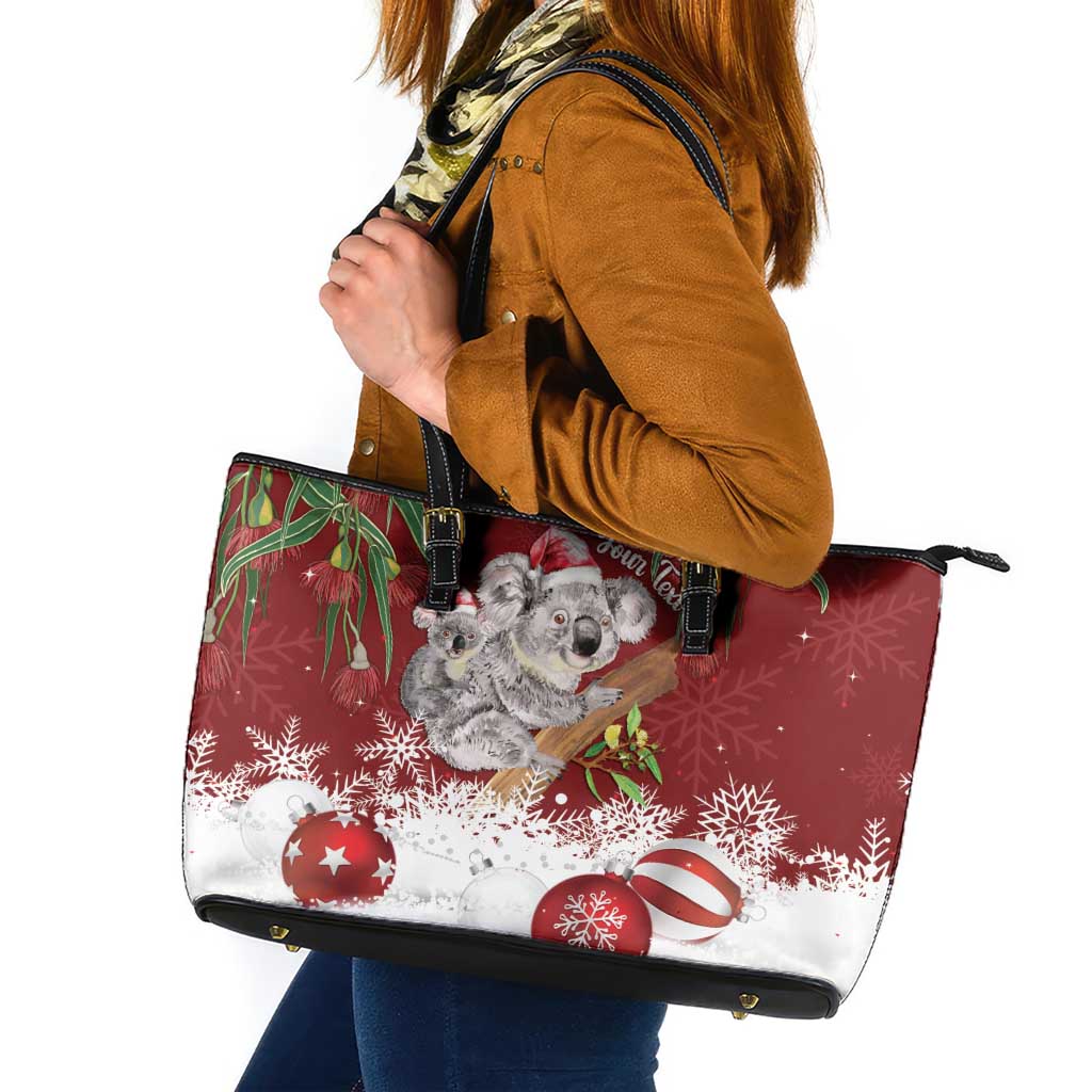 Personalised Aussie Christmas Leather Tote Bag Mom & Baby Koala