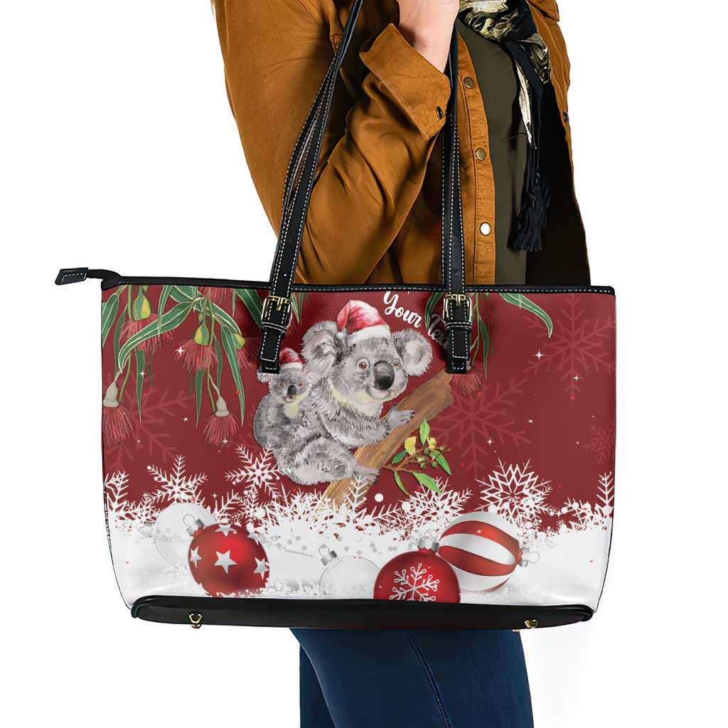 Personalised Aussie Christmas Leather Tote Bag Mom & Baby Koala