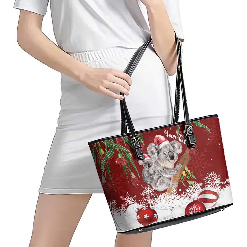 Personalised Aussie Christmas Leather Tote Bag Mom & Baby Koala