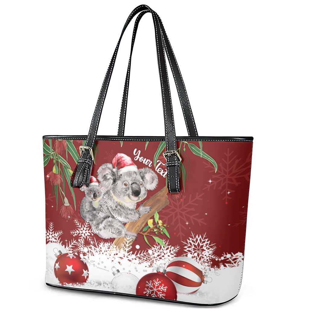 Personalised Aussie Christmas Leather Tote Bag Mom & Baby Koala