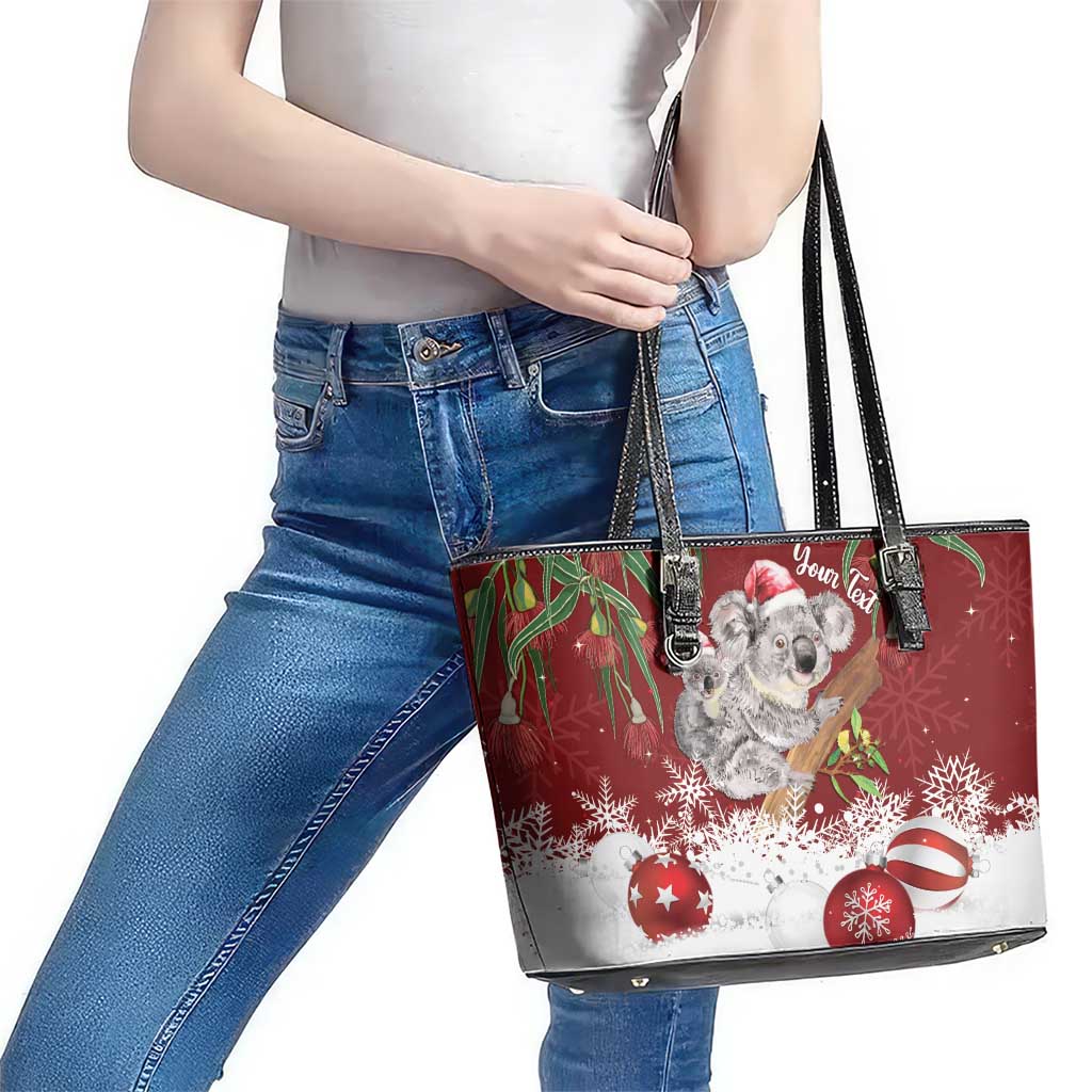 Personalised Aussie Christmas Leather Tote Bag Mom & Baby Koala