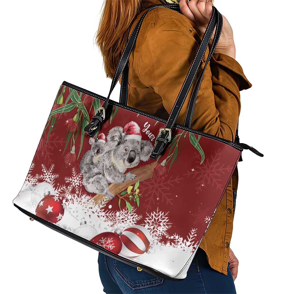 Personalised Aussie Christmas Leather Tote Bag Mom & Baby Koala