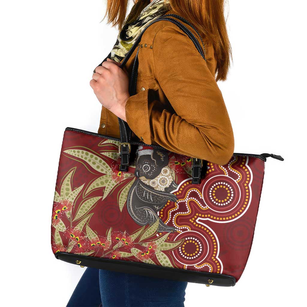 Australia Santa Koala Leather Tote Bag Aboriginal Style