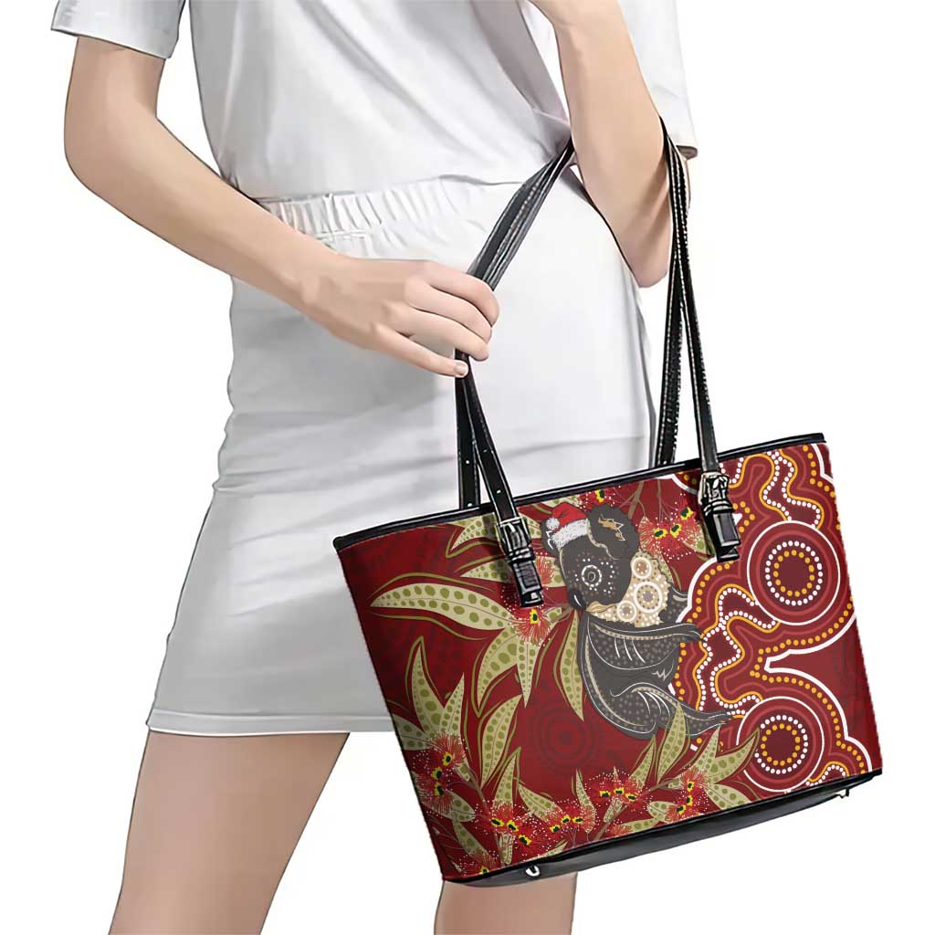 Australia Santa Koala Leather Tote Bag Aboriginal Style