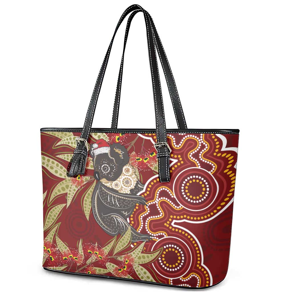 Australia Santa Koala Leather Tote Bag Aboriginal Style