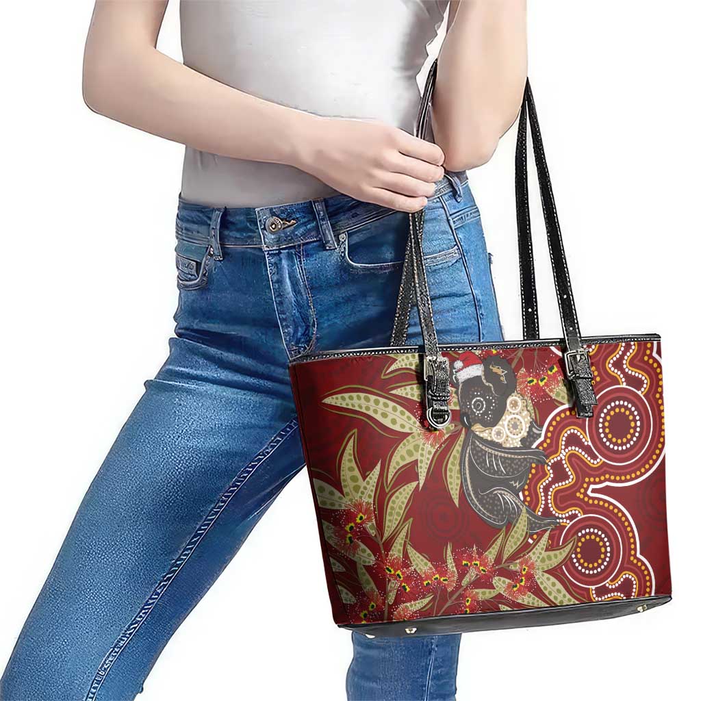 Australia Santa Koala Leather Tote Bag Aboriginal Style