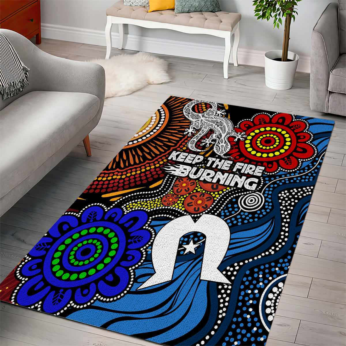 NAIDOC Week 2024 Indigenous Area Rug Keep The Fire Burning