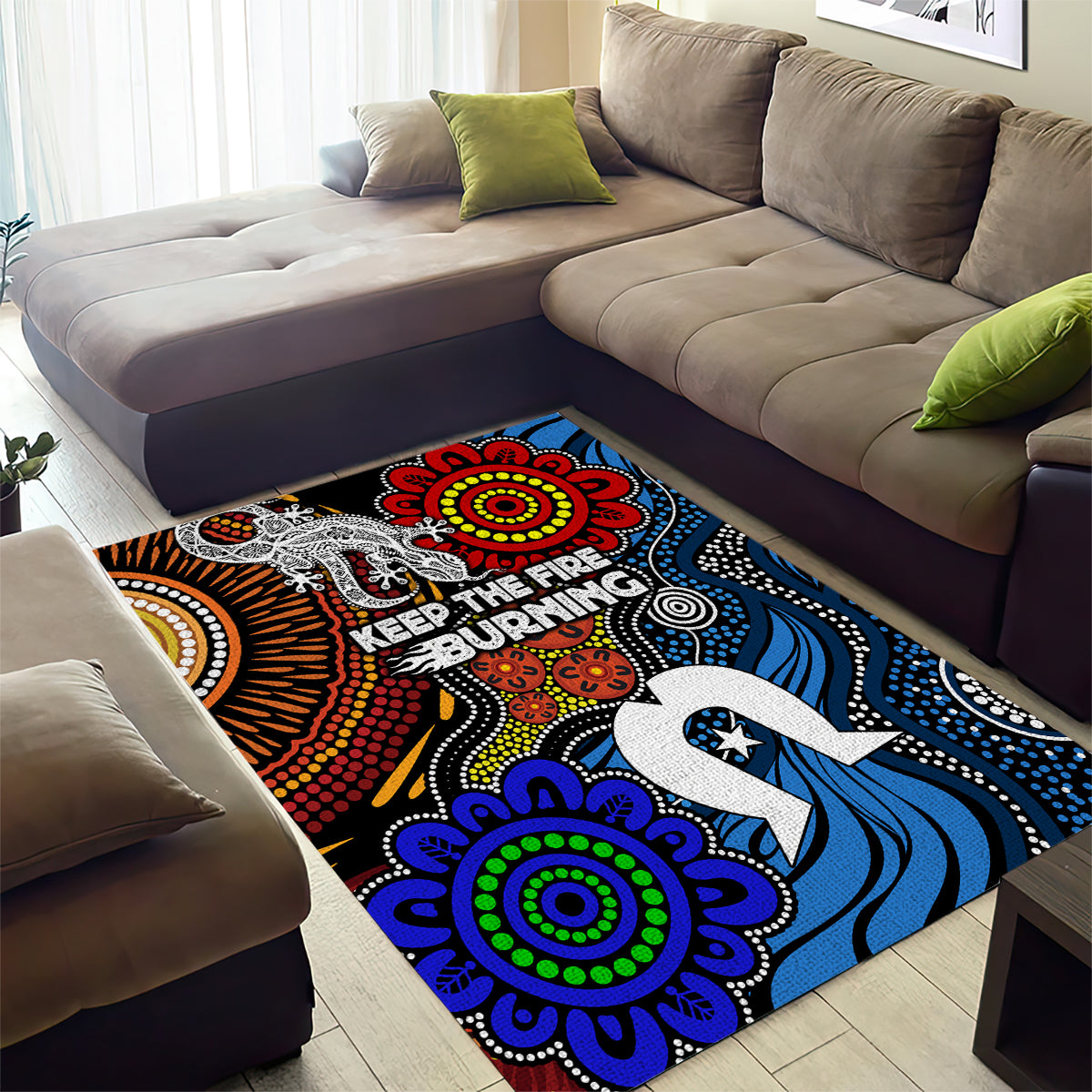 NAIDOC Week 2024 Indigenous Area Rug Keep The Fire Burning