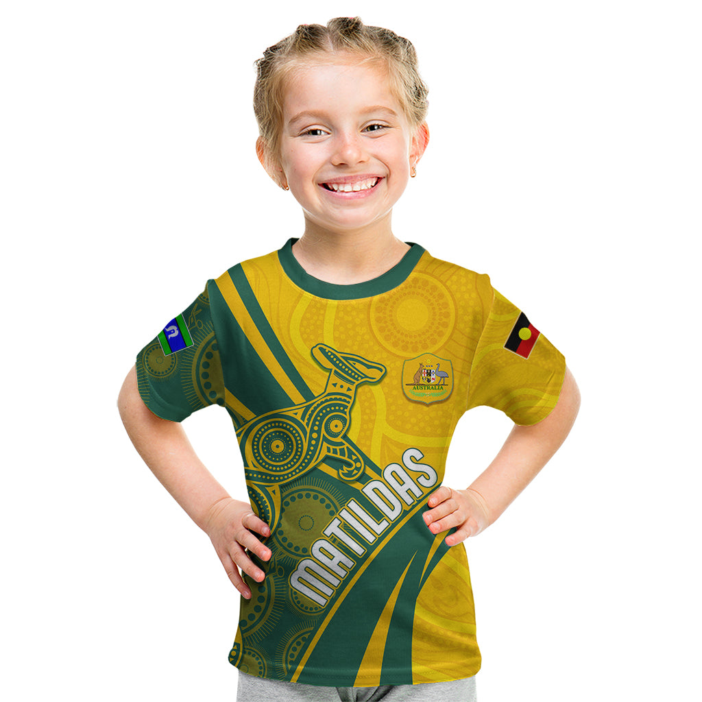 personalised-australia-soccer-matildas-indigenous-kid-t-shirt-world-cup-2023