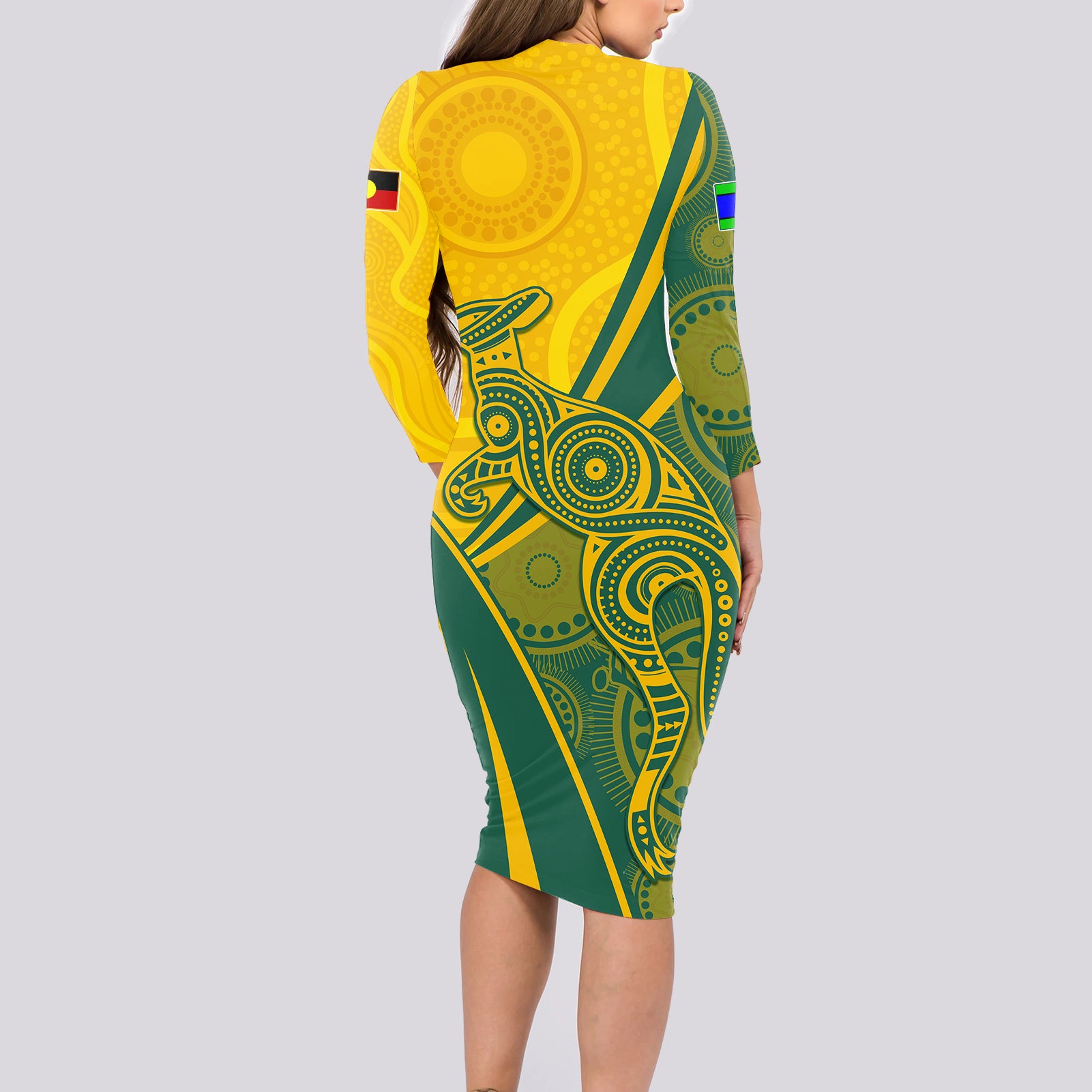 personalised-australia-soccer-matildas-indigenous-long-sleeve-bodycon-dress-world-cup-2023