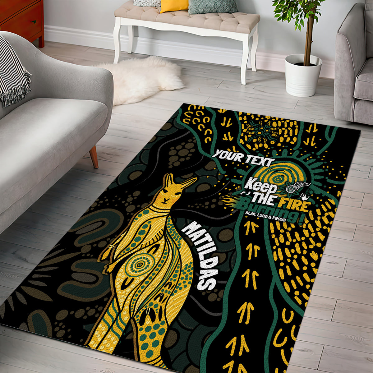 Australia Matildas Indigenous Area Rug NAIDOC 2024 Keep The Fire Burning