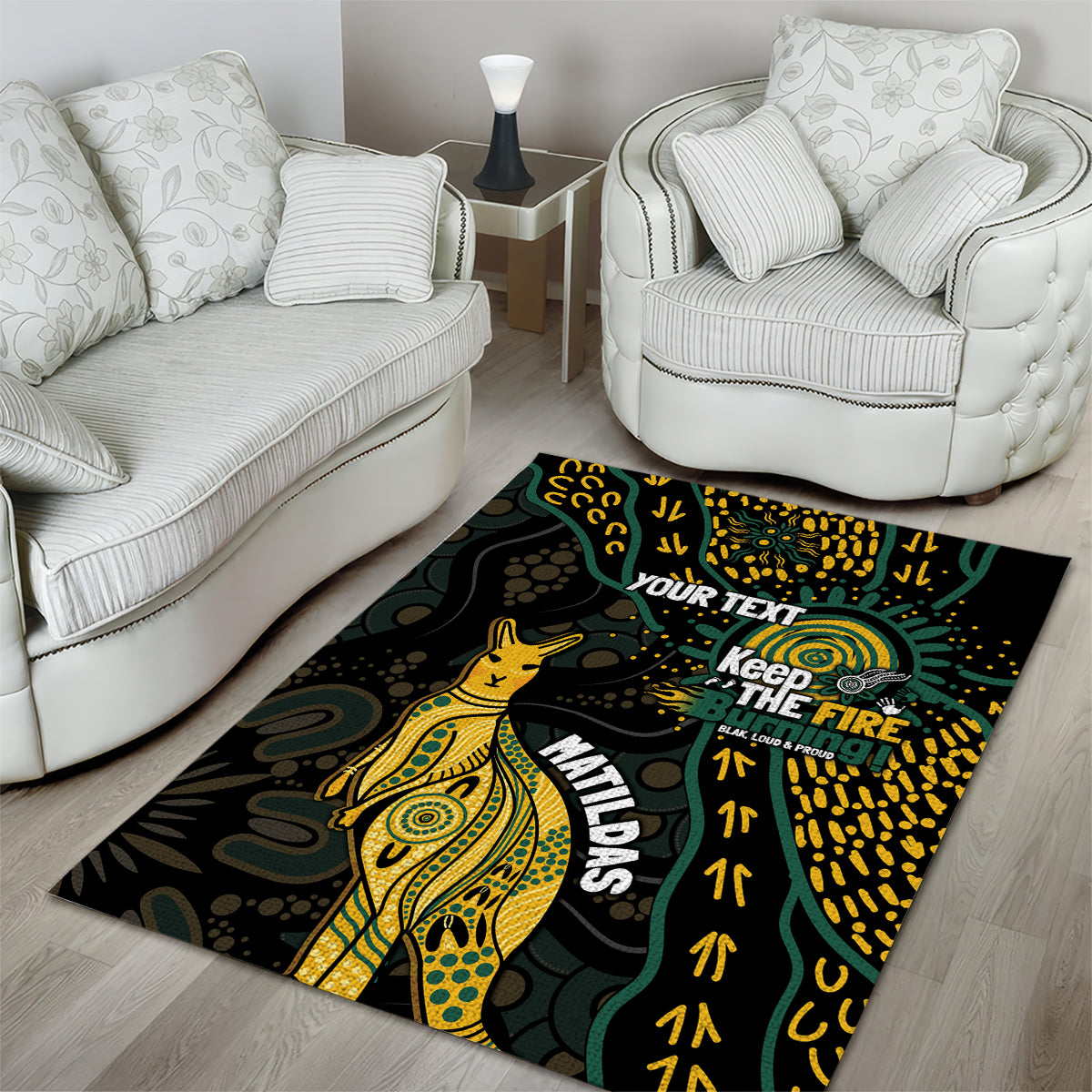 Australia Matildas Indigenous Area Rug NAIDOC 2024 Keep The Fire Burning