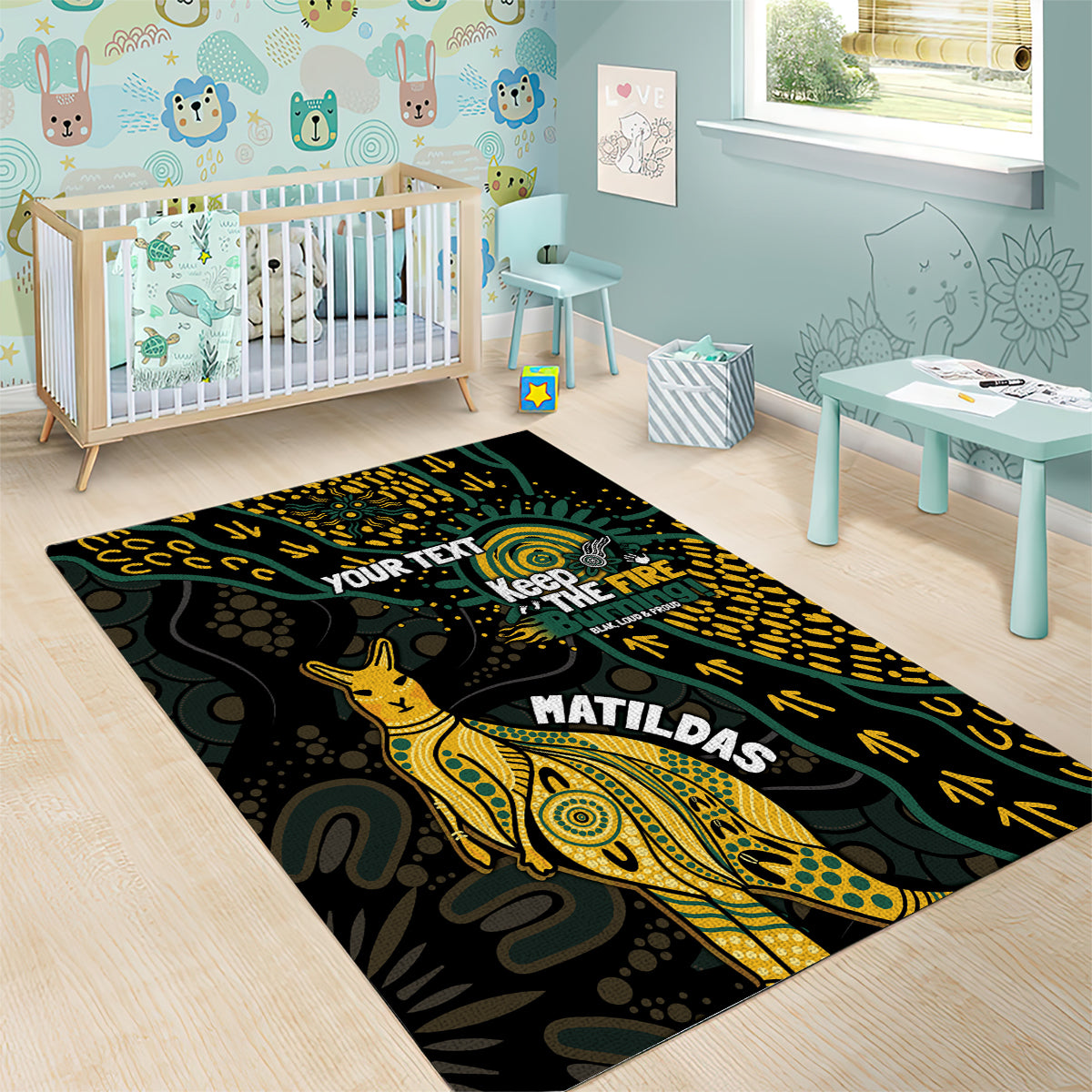 Australia Matildas Indigenous Area Rug NAIDOC 2024 Keep The Fire Burning