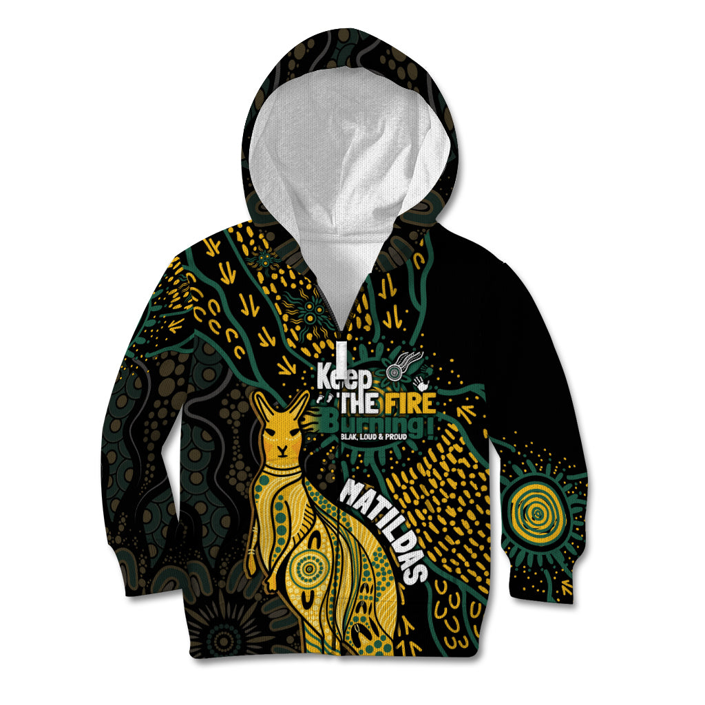 Australia Matildas Indigenous Kid Hoodie NAIDOC 2024 Keep The Fire Burning