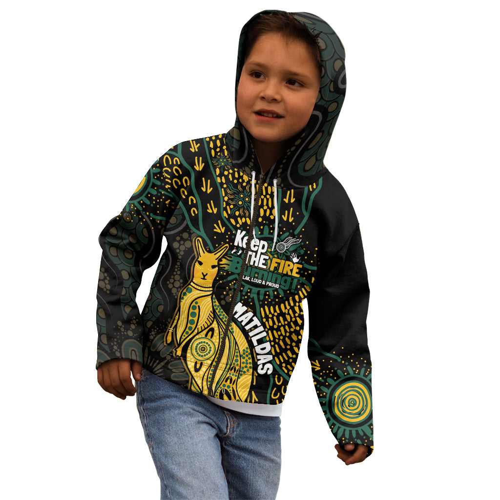 Australia Matildas Indigenous Kid Hoodie NAIDOC 2024 Keep The Fire Burning