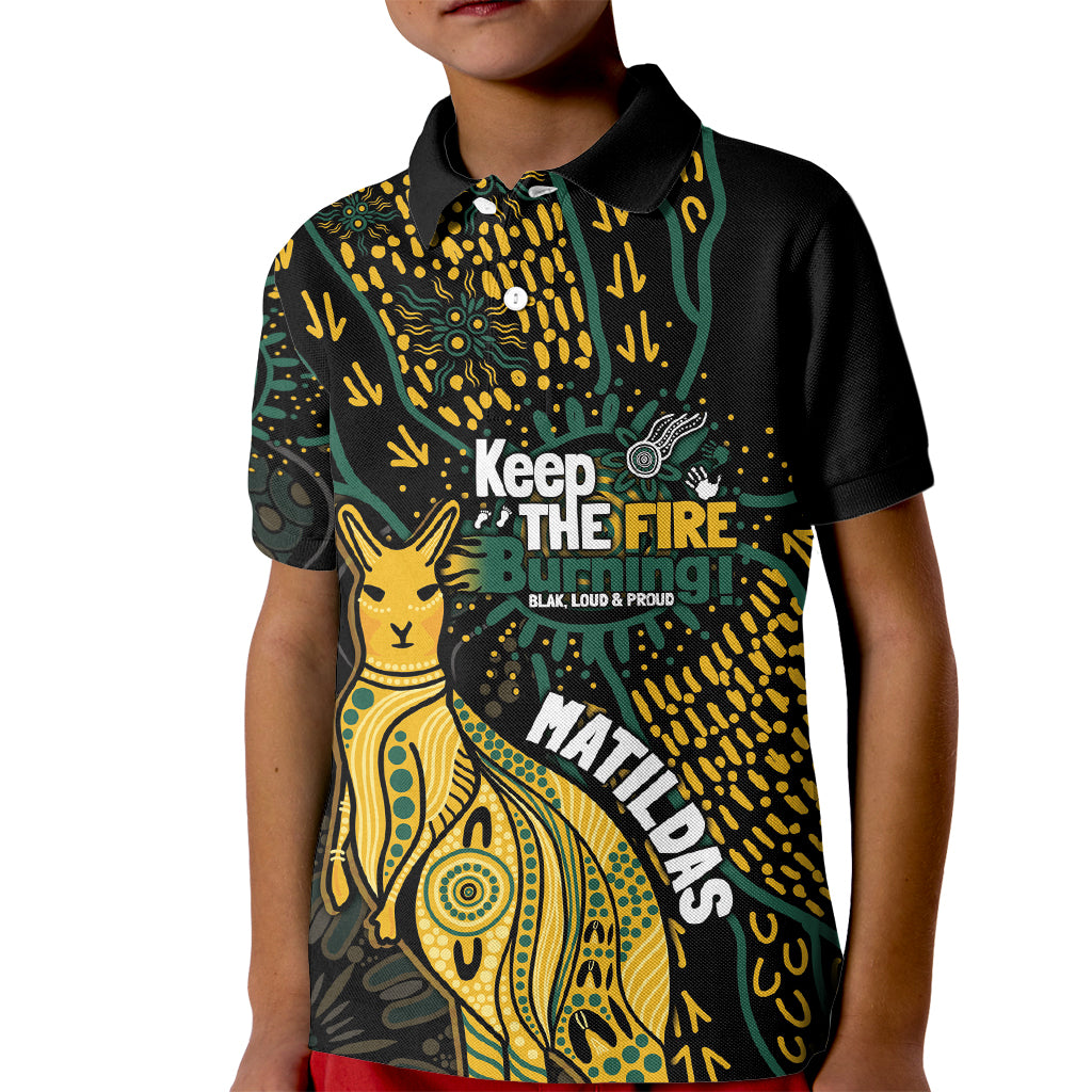 Australia Matildas Indigenous Kid Polo Shirt NAIDOC 2024 Keep The Fire Burning