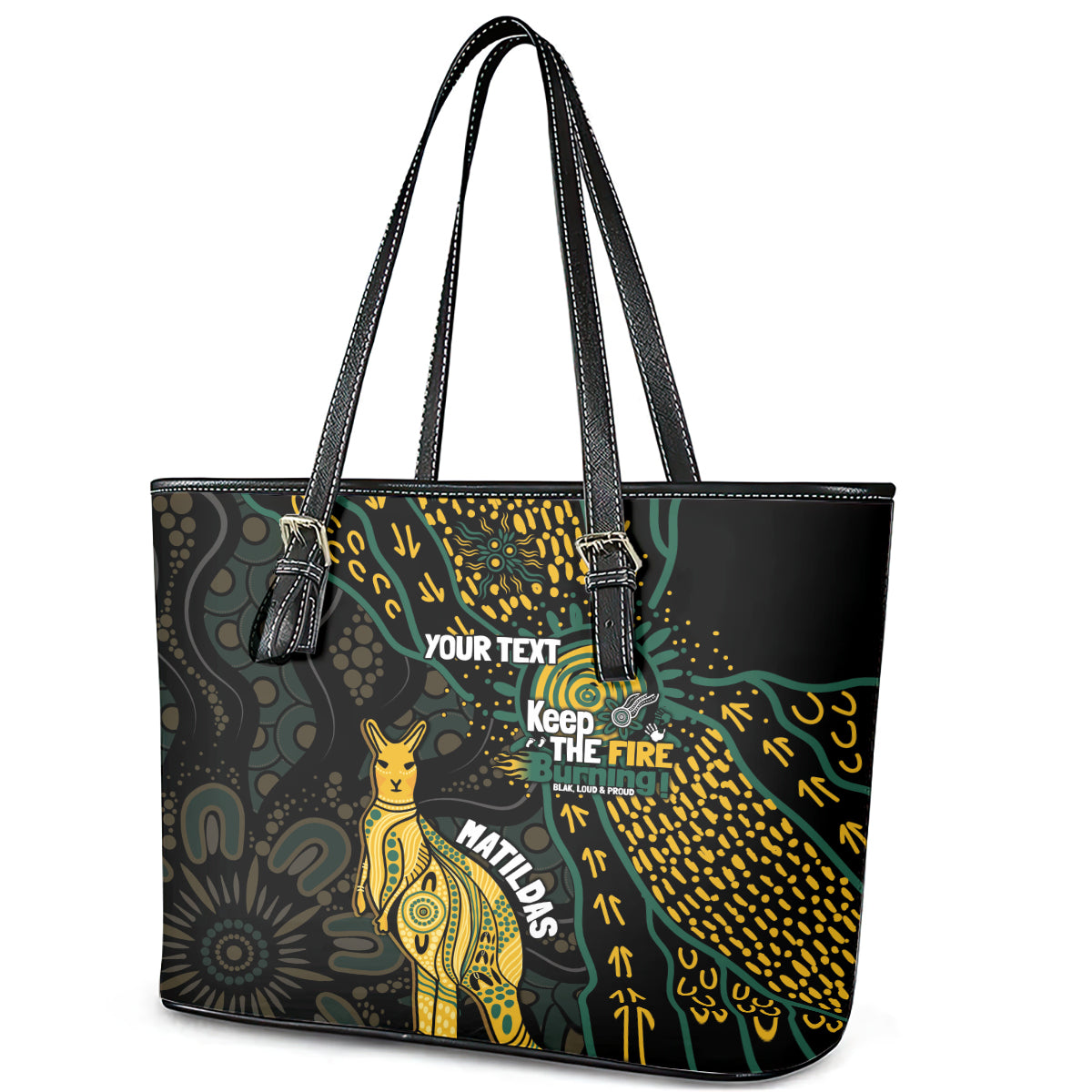 Australia Matildas Indigenous Leather Tote Bag NAIDOC 2024 Keep The Fire Burning