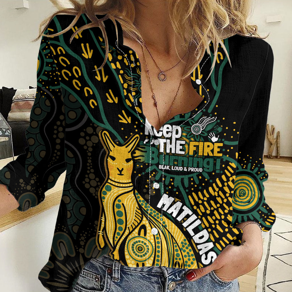 Australia Matildas Indigenous Women Casual Shirt NAIDOC 2024 Keep The Fire Burning