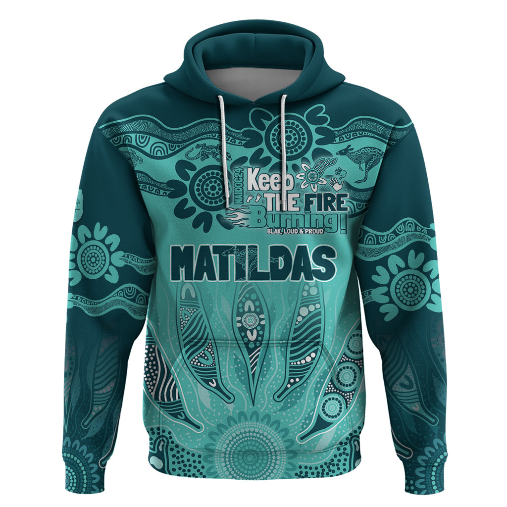 Australia Matildas Indigenous Hoodie NAIDOC 2024 Turquoise Color