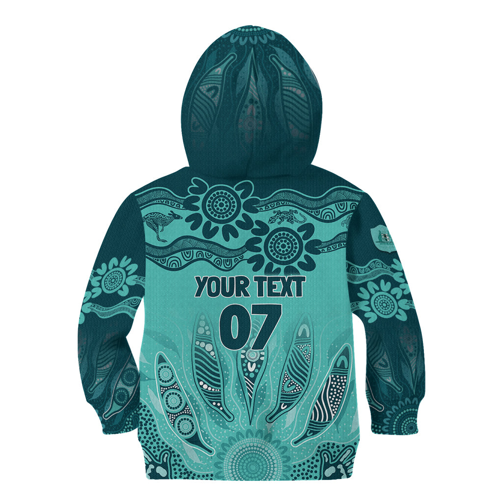 Australia Matildas Indigenous Kid Hoodie NAIDOC 2024 Turquoise Color