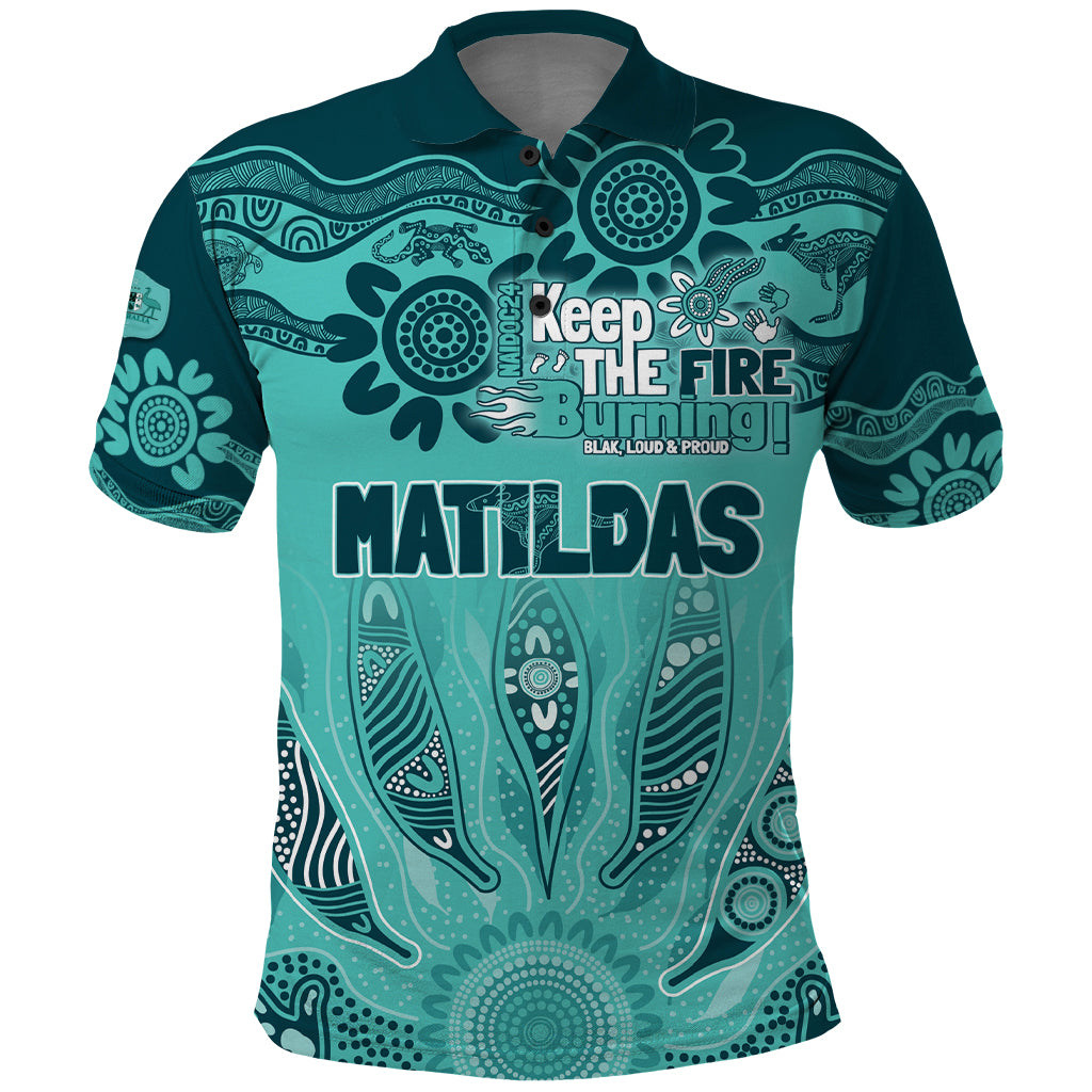 Australia Matildas Indigenous Polo Shirt NAIDOC 2024 Turquoise Color