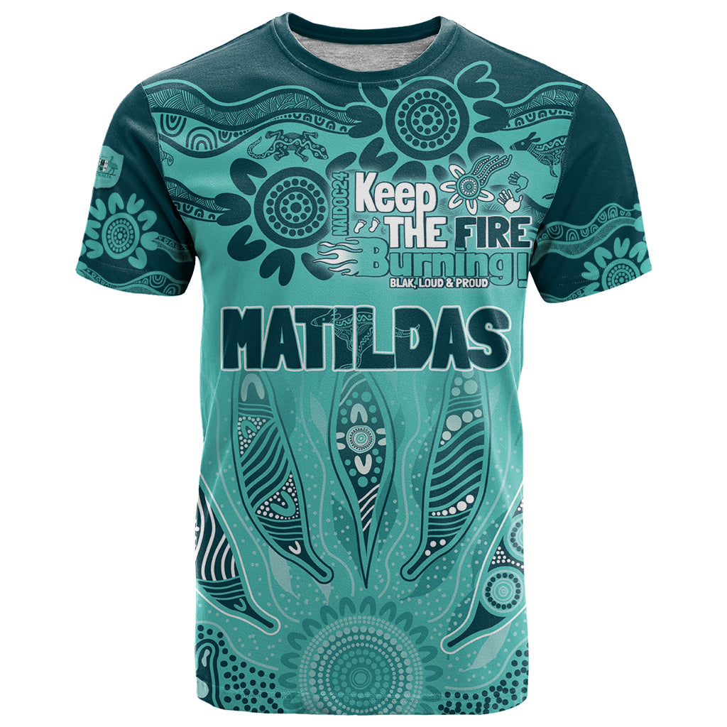 Australia Matildas Indigenous T Shirt NAIDOC 2024 Turquoise Color