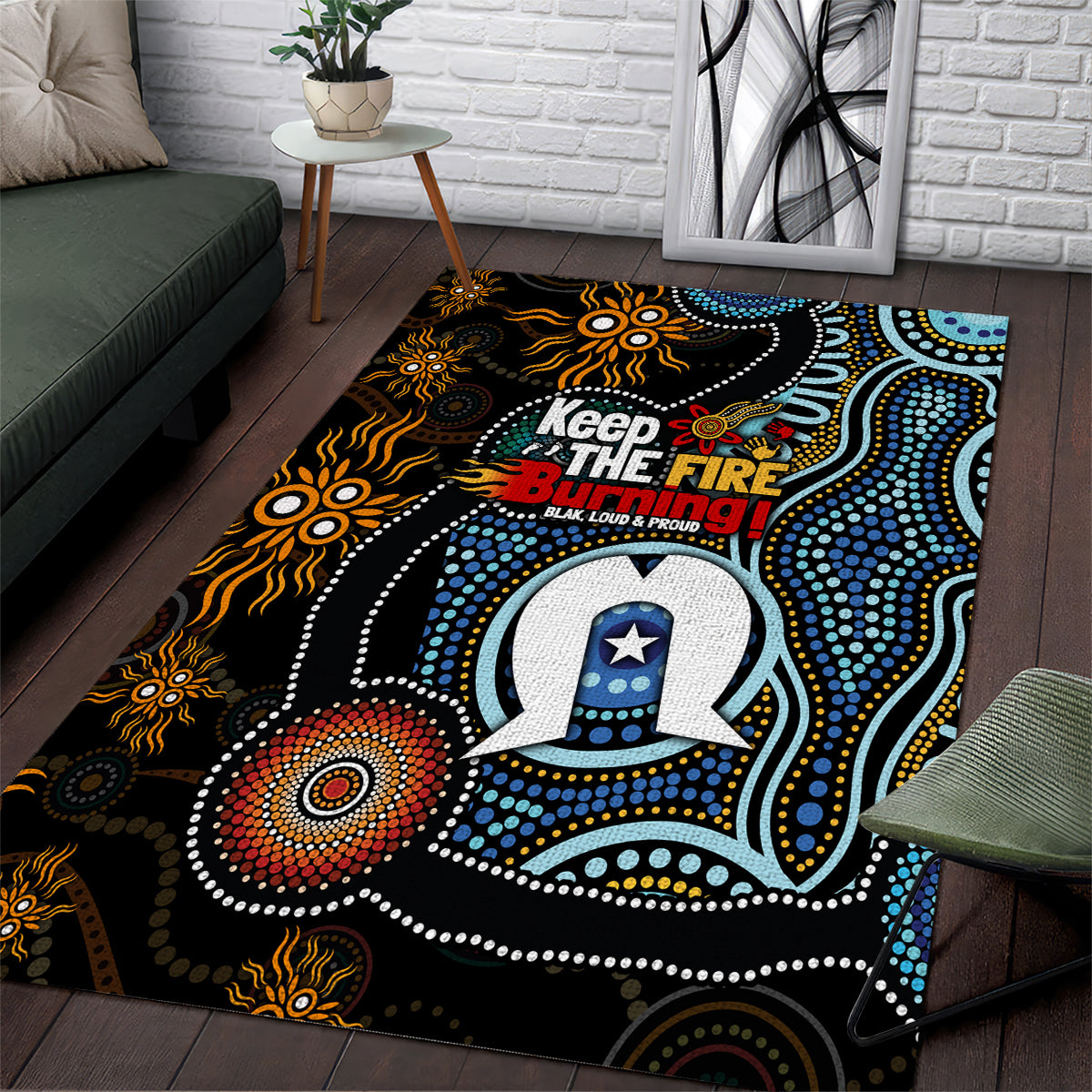 NAIDOC Week 2024 Aussie Aboriginal Area Rug Sparks of Fire