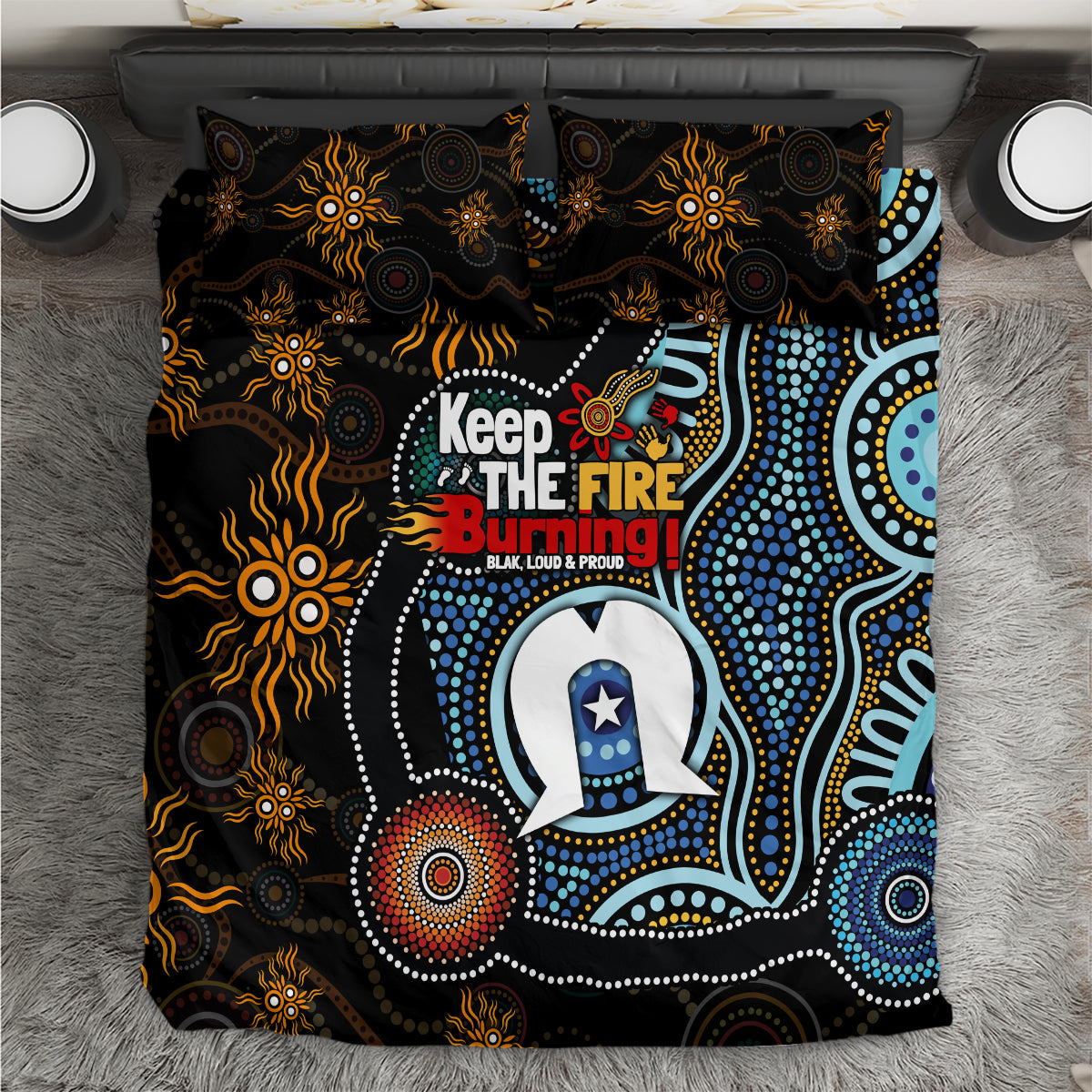 NAIDOC Week 2024 Aussie Aboriginal Bedding Set Sparks of Fire