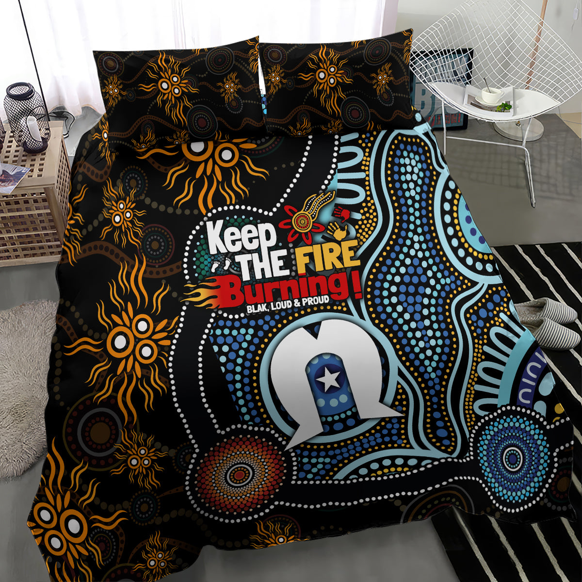 NAIDOC Week 2024 Aussie Aboriginal Bedding Set Sparks of Fire