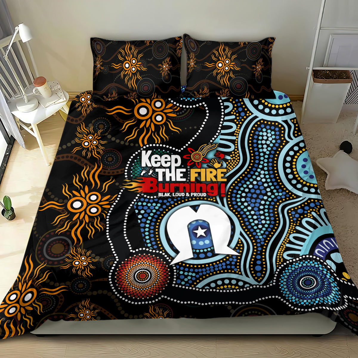 NAIDOC Week 2024 Aussie Aboriginal Bedding Set Sparks of Fire