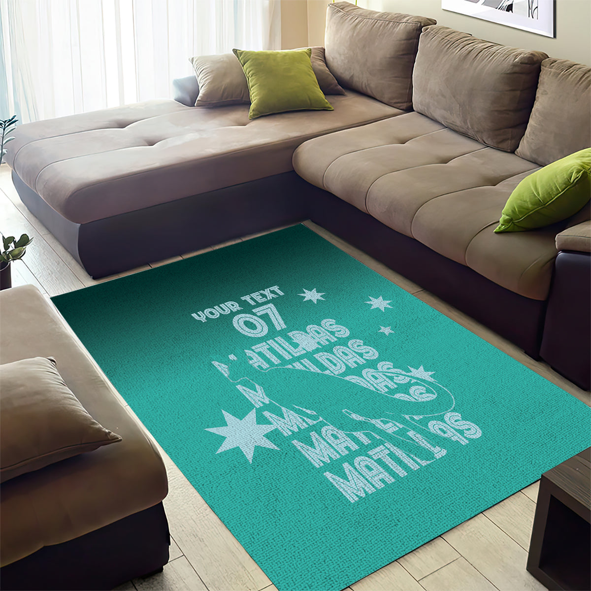 Australia Soccer Matildas Custom Area Rug Turquoise Basic Gradient