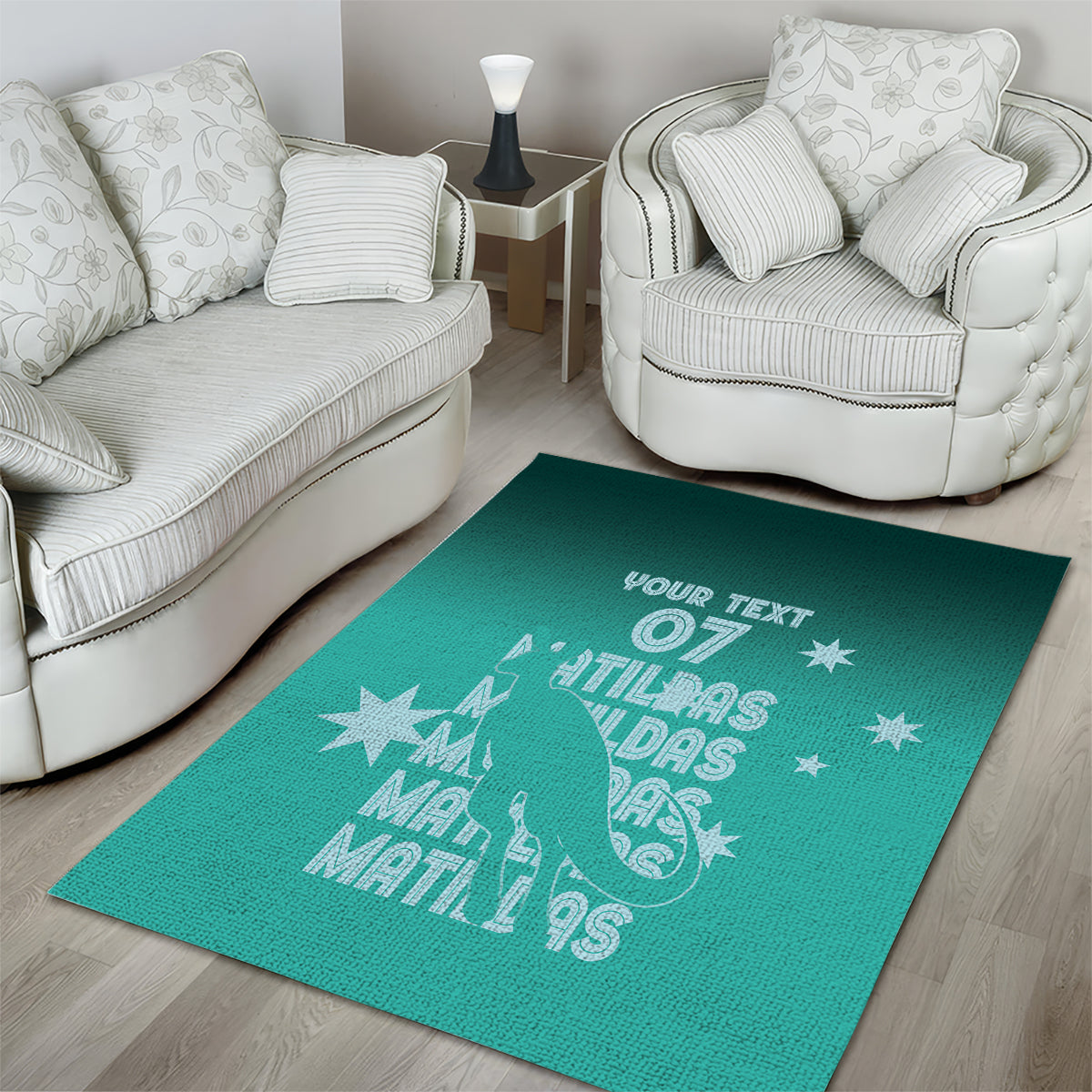 Australia Soccer Matildas Custom Area Rug Turquoise Basic Gradient