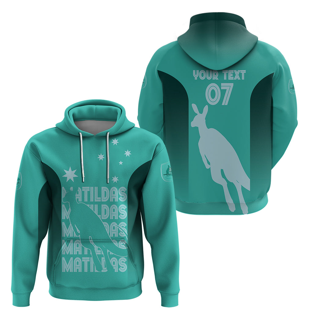 Australia Soccer Matildas Custom Hoodie Turquoise Basic Gradient