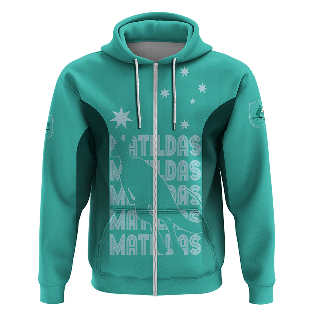 Australia Soccer Matildas Custom Hoodie Turquoise Basic Gradient