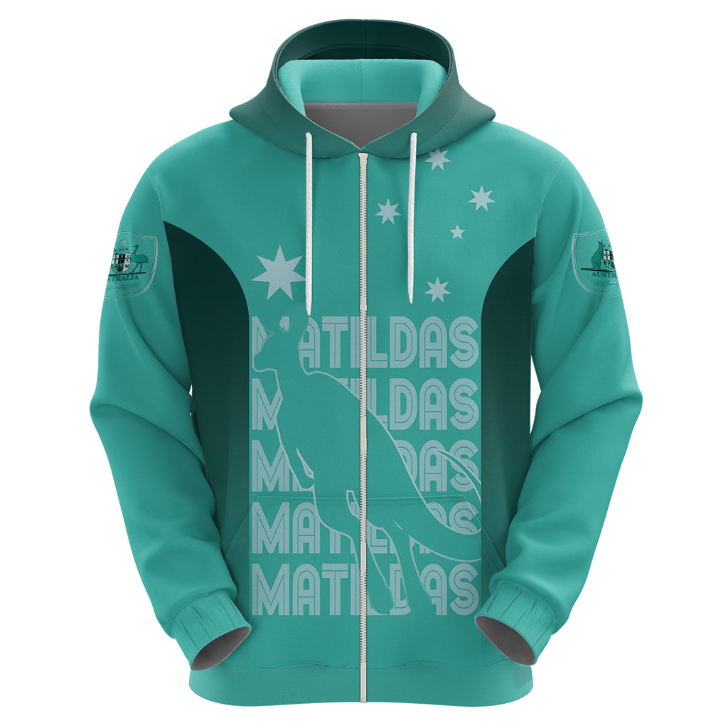 Australia Soccer Matildas Custom Hoodie Turquoise Basic Gradient