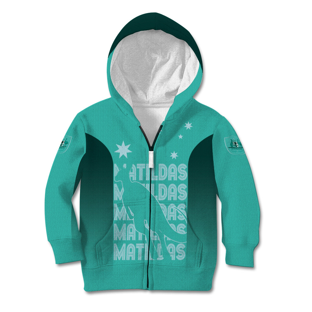 Australia Soccer Matildas Custom Kid Hoodie Turquoise Basic Gradient