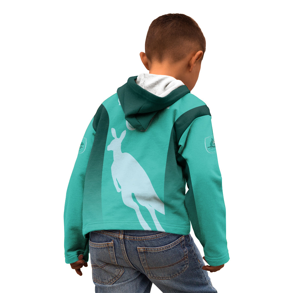 Australia Soccer Matildas Custom Kid Hoodie Turquoise Basic Gradient