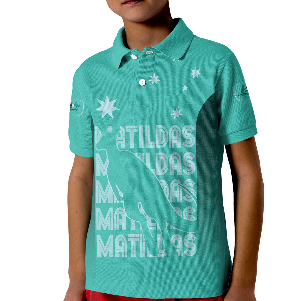 Australia Soccer Matildas Custom Kid Polo Shirt Turquoise Basic Gradient