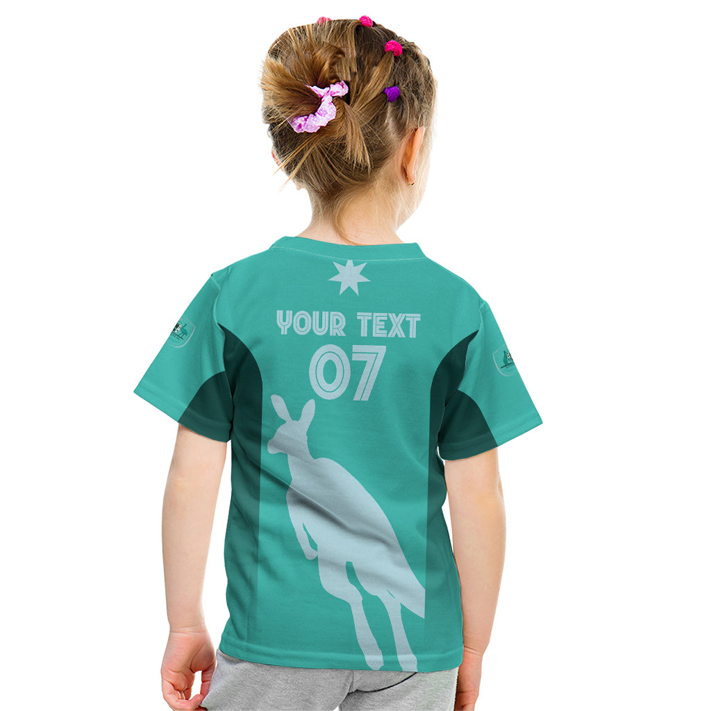 Australia Soccer Matildas Custom Kid T Shirt Turquoise Basic Gradient