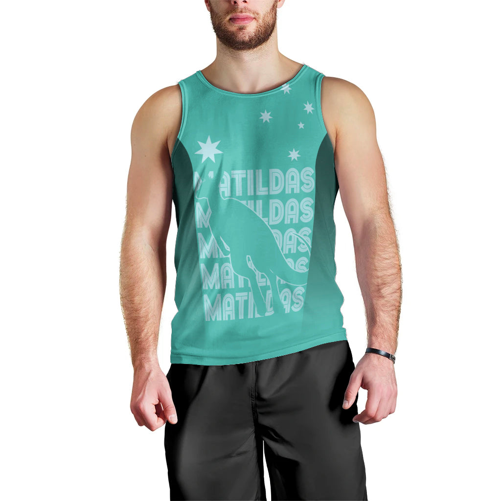 Australia Soccer Matildas Custom Men Tank Top Turquoise Basic Gradient