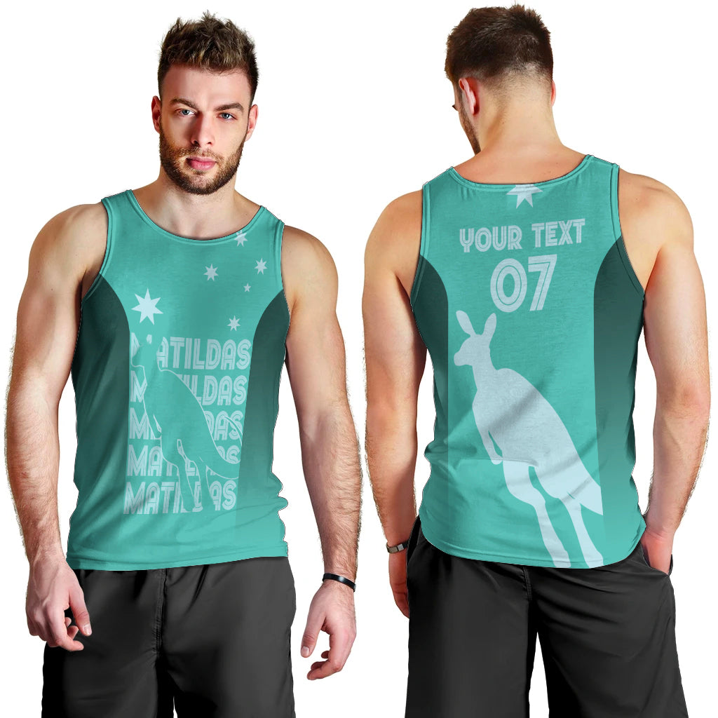 Australia Soccer Matildas Custom Men Tank Top Turquoise Basic Gradient