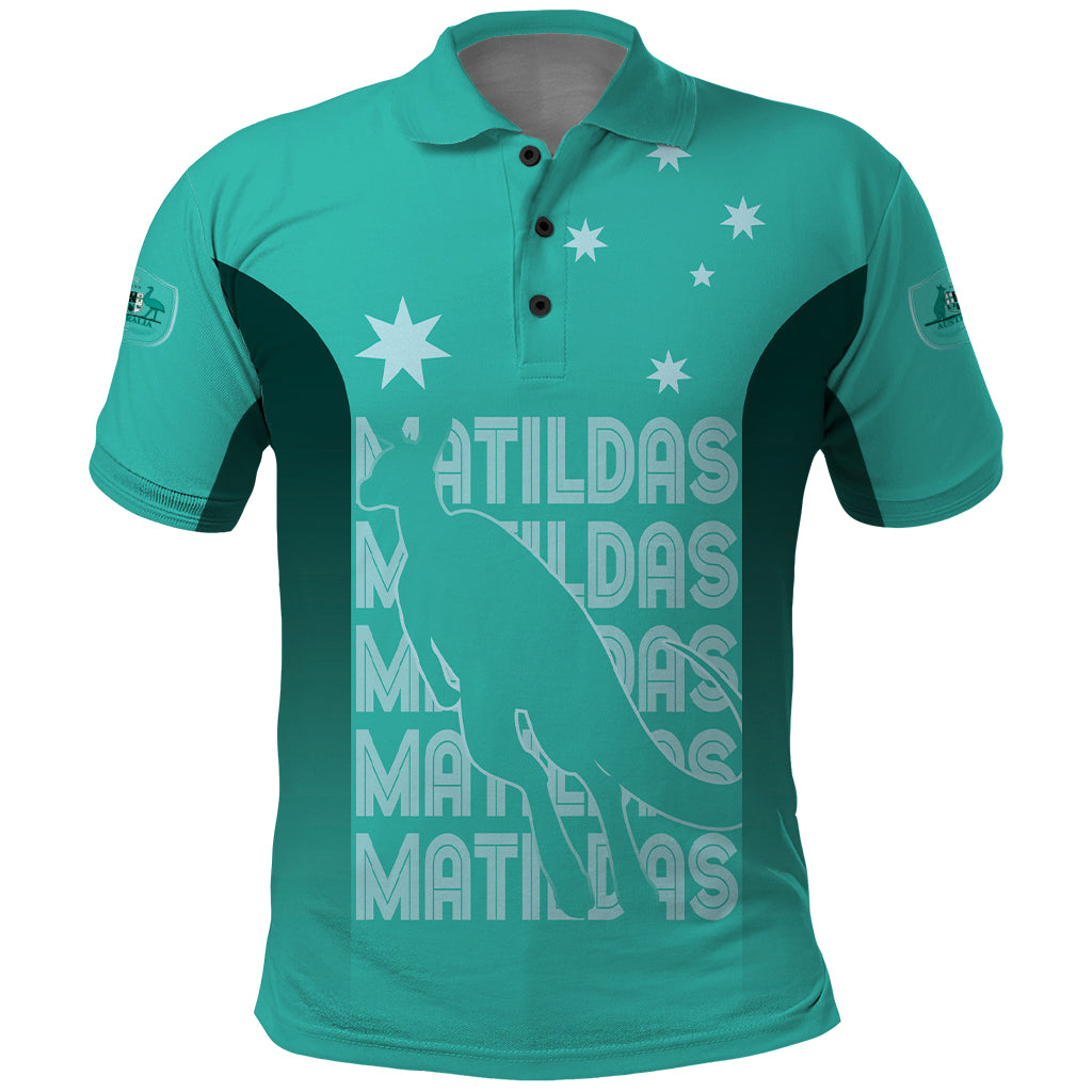 Australia Soccer Matildas Custom Polo Shirt Turquoise Basic Gradient